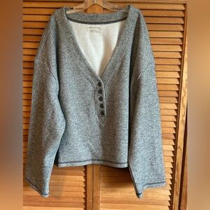 Urban Outfitters Clearwater Ribbed Knit Henley Top Heather Gray Size Large